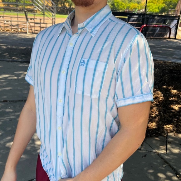 ORIGINAL PENGUIN MEN MUNSING WEAR COTTON SHEER BUTTON DOWN SHIRT FIT SEE THROUGH - Picture 15 of 16